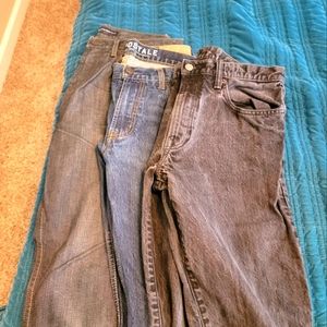 BUNDLE OF 3 MENS 33X34 STRAIGHT JEANS, MULTI BRANDS AEROPOSTLE GAP BANANA REPUBL